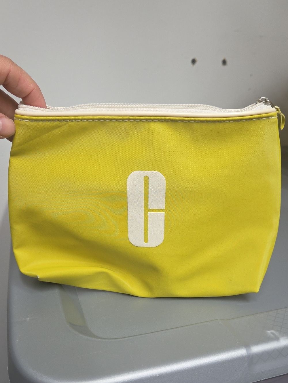 Clinique Yellow Cosmetic Bag with White Logo